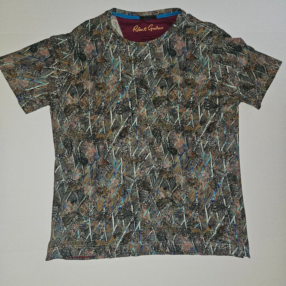Robert Graham Men's Large Paisley Brushstroke Short Sleeve Shirt
